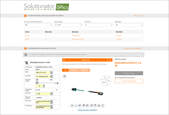 Optics Solutionator® Online Cable Builder